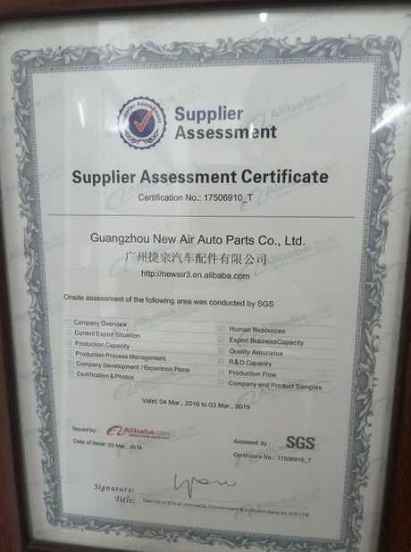 Çin Guangzhou New Air Auto Parts Co., Ltd. Sertifikalar